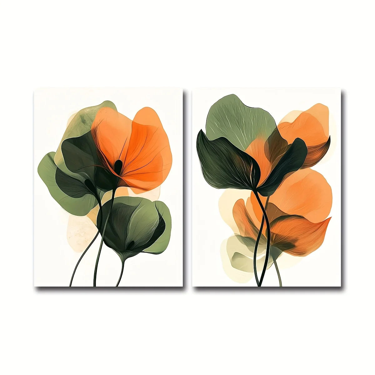 Boho Abstract Floral Canvas Print Set (2 Pieces)