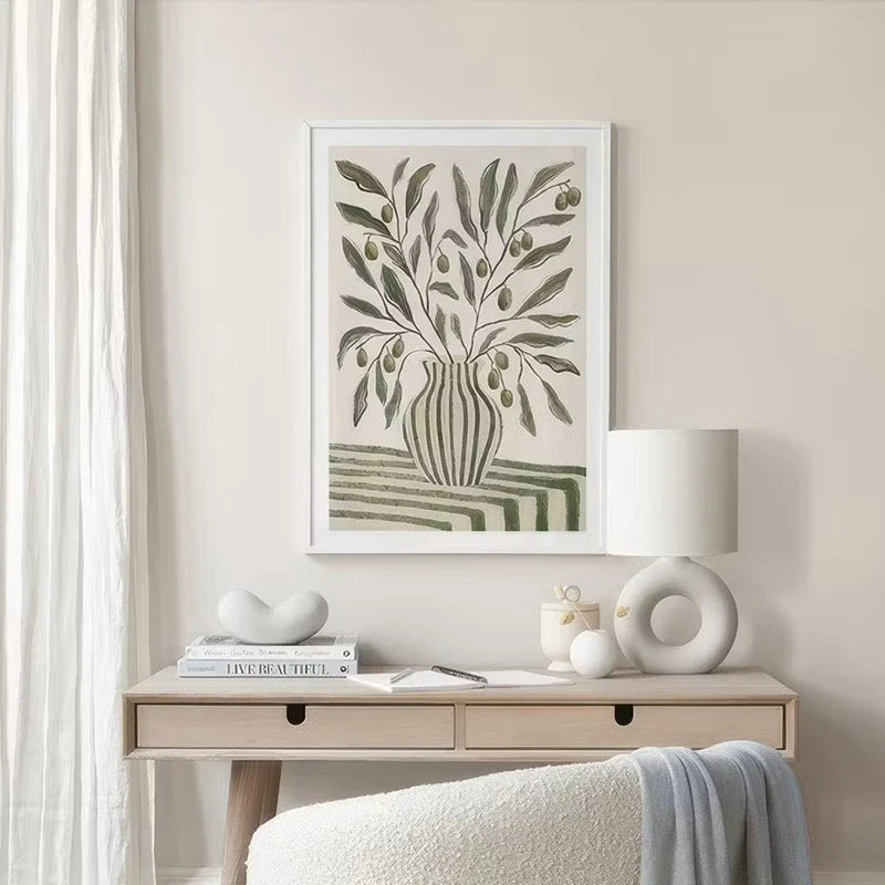 Boho Abstract Girl & Vase Wall Art Canvas