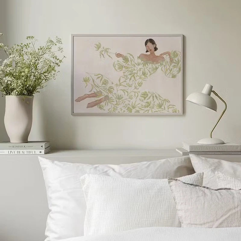 Boho Abstract Girl & Vase Wall Art Canvas